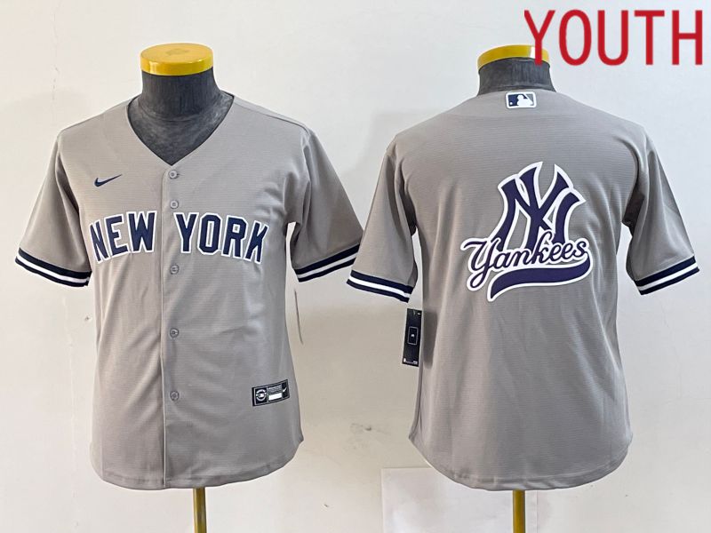 Youth New York Yankees Blank Grey Nike 2024 Game MLB Jersey style 4